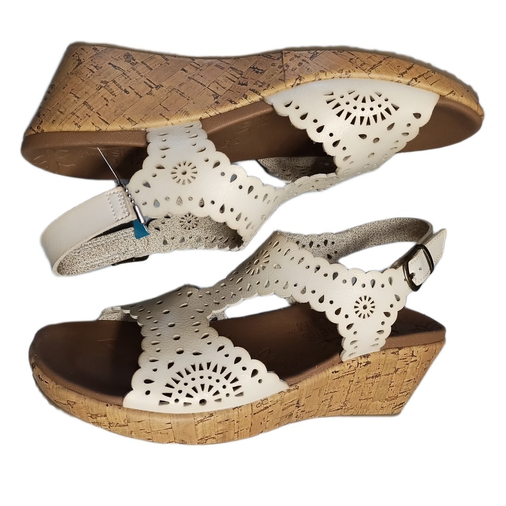 Skechers Beverlee Easy‎ To Adore Wedge Sandals Womens US 9.5 Brown Tan Luxe Foam